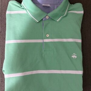 Brooks Brothers Mint Green Polo with White Stripes